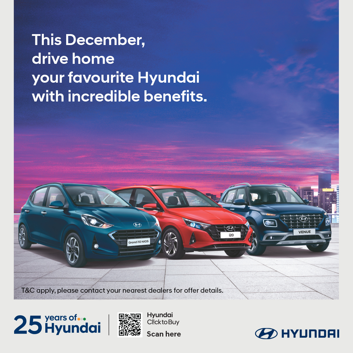 HyundaiIndia's tweet image. 'Tis the season for giving and we're giving you some exclusive offers so you can hurry and bring home the Hyundai car you've always desired. Reason enough to be merry, right? Click here to know more: bit.ly/3GgtXEK

#Hyundai #HyundaiIndia #DecemberOffers