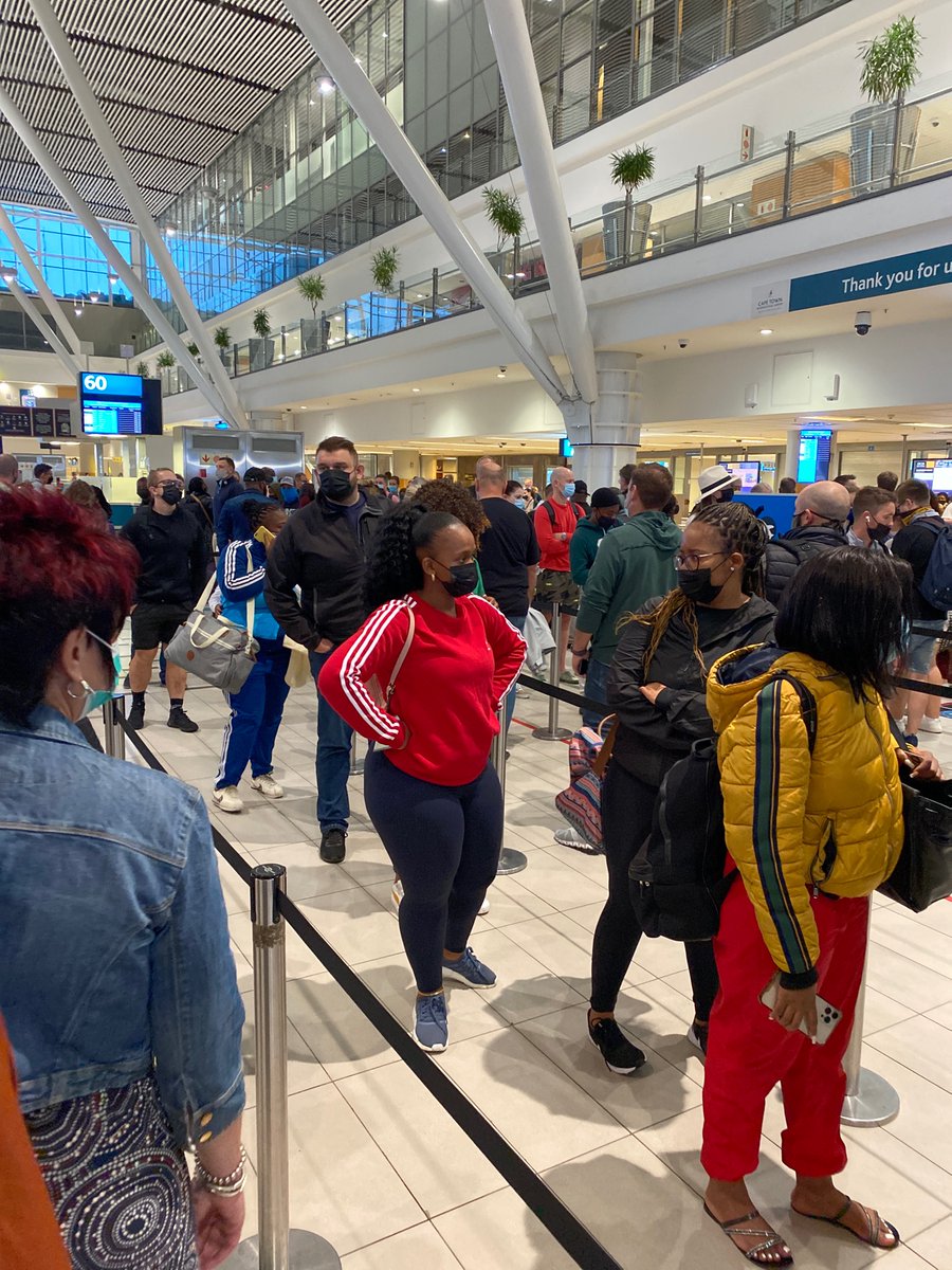 tim_david_adam's tweet photo. @capetownint chaos this morning at the airport multiple security check points unmanned. Don’t worry at least the privileged discovery members are being sorted. #airportchaos #news24 https://t.co/JTzuIwMWtn