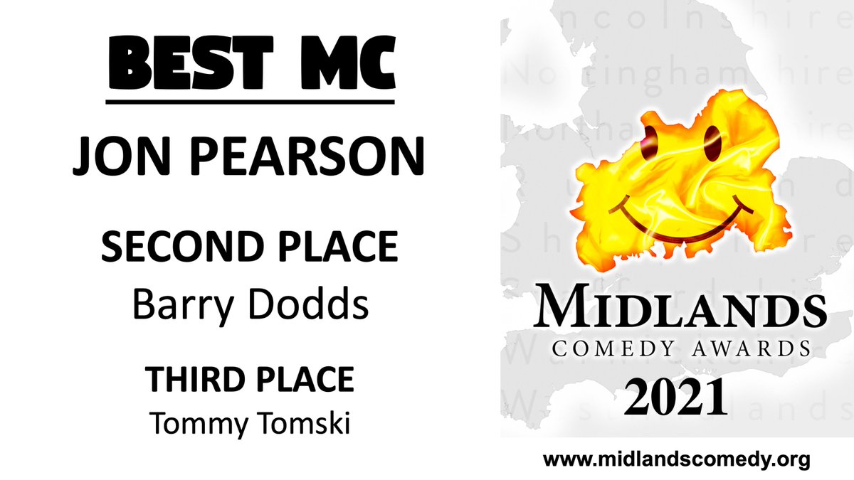 Midlands_Comedy's tweet photo. BEST MC 2021
WINNER: @JonnyP_comic

Runner-up: @Barry_Dodds

Third place: @TommyTomski

Congratulations to all the finalists.
#MidlandsComedyAwards https://t.co/LHH1z994np