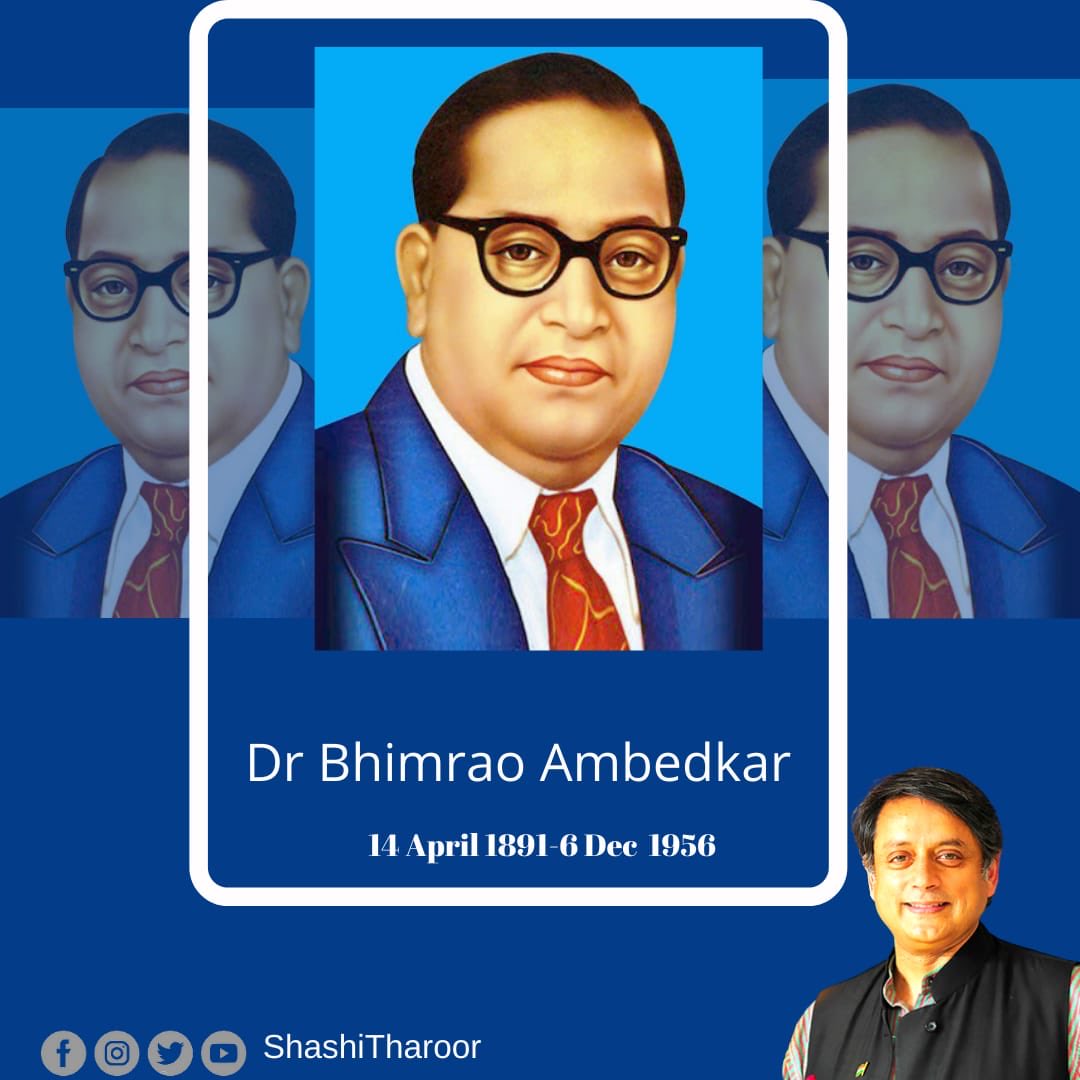 ShashiTharoor's tweet photo. Remembering a giant on the 65th anniversary of his passing. Pranaams to Dr BR #Ambedkar https://t.co/VxKrlS4U0k