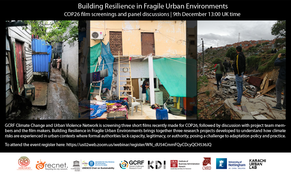 Building Resilience in Fragile Urban Environments. Join us on 9th December for COP26 film screenings followed by panel discussions with the project team members and film makers. Register for the event at us02web.zoom.us/webinar/regist…
<a href="/KarachiUrbanLab/">Karachi Urban Lab</a>