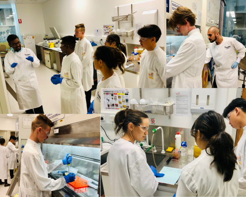MaterResearch's tweet photo. Great to see PhD students @SamuelSelwin, @SvShatu and Jesse Masson leading the final #SPARQ-ed program for the year @TRI_info. Read more about their work with high school students here: https://t.co/MRnG1VYHrx #medicalresearch https://t.co/rWKgdrIlsG