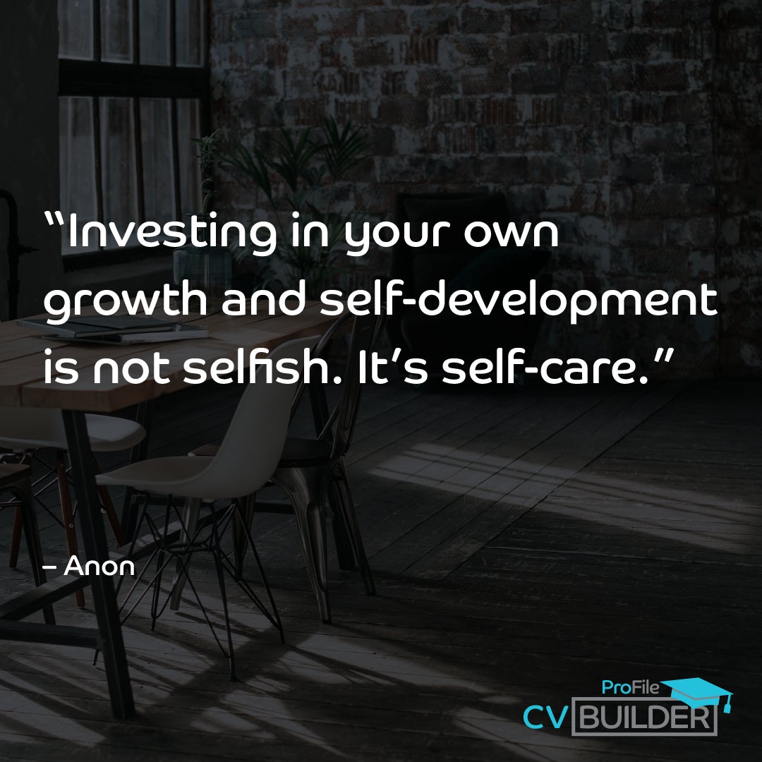 cv_profile's tweet photo. “Investing in your own growth and self-development is not selfish. It’s self-care.” - Anon

#findajob #jobssaveslives #skills #booktraining #training #trainingcourse #unemployment #cv #freecv #certificate #professionalcv #sakhaisizwe #upskill #employment https://t.co/eCL4gc43LC