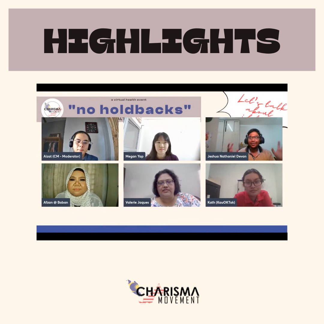 CharismaMVMT's tweet photo. We would like to express our greatest appreciation towards our amazing speakers and participants for making “No Holdbacks” a successful event.
Thank you all for supporting us!
#NoHoldbacks #EqualHealth #CharismaMovement #destigmatisementalhealth #HealthcareMalaysia https://t.co/qC7IJqPl3p