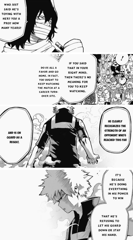 There's nothing that confuses me more than people saying kacchako is toxic. If you think someone respecting you as a proper rival during battle is toxic then you are no better than the characters on the stands who were shaming Bakugou for respecting Uraraka as a worthy opponent 