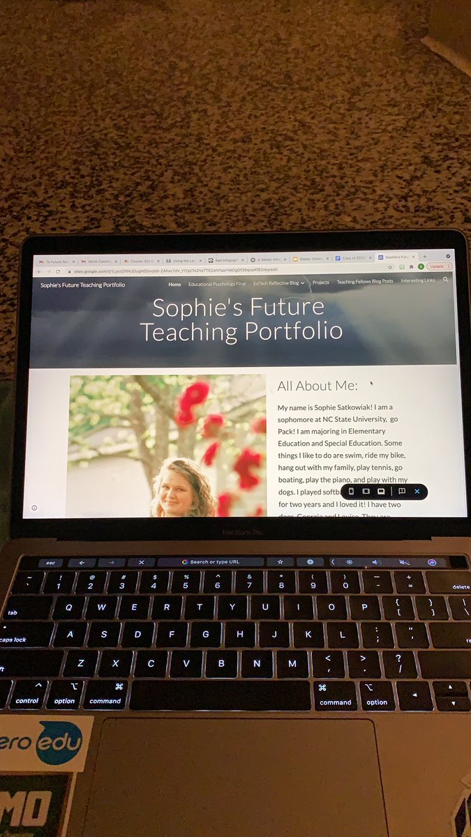 SophieSatkowiak's tweet photo. I’m pretending that I didn’t just spend the past 5 hours working on finalizing my website. However, I’m so thankful for this because I actually have something to show how much I’ve done!! #greatsemester #eci201 https://t.co/kko7dDMsnu