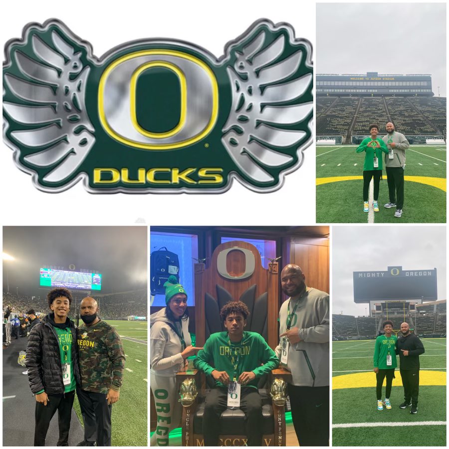 Had a great time visiting @oregonfootball it’s a special place and blessed to see where my parents @CoachPatu @Son1OneWonMom met as student-athletes. Thank you @CoachYates77 and @JRMoala for the hospitality and recruiting tour. Can’t wait to come back. #GoDucks!