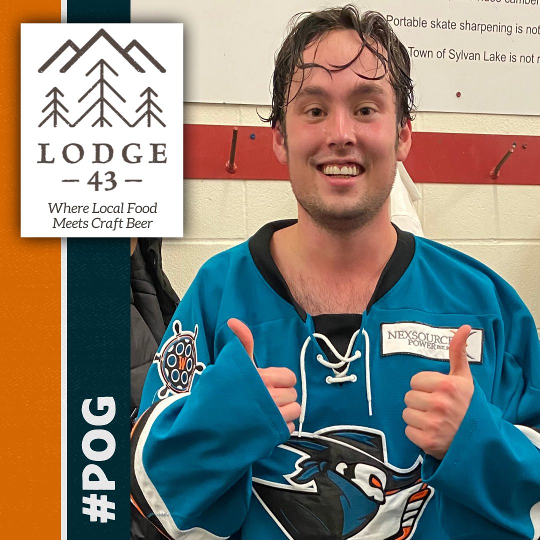 WranglersHockey's tweet photo. The @WranglersHockey remain perfect on home ice (9-0-0) and 17-3-1 overall and move into 1st place in the North Div after a 5-1 win over Strathmore. Logan Somerville played a solid 2 way game today and earns the Lodge 43 #POG. 
⁣
#7isbetterthan6⁣
#craftbeer⁣ https://t.co/aWVqXm1JrK