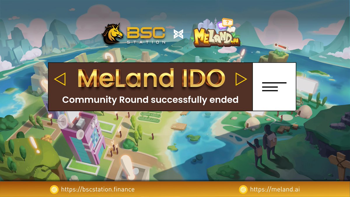 BSCS_Global's tweet photo. 🎉 The Community Round of Meland IDO has successfully ended in few minutes 🎊 

🔥The Guaranteed round is live now! Please join via:
https://t.co/hgvexP8xWm

👉 Next events: 
⏰Listing on Pancakeswap: 2PM, 07th Dec (UTC)
⏰ Claiming time: 2:45PM, 07th Dec (UTC) https://t.co/GtC2wOReo1