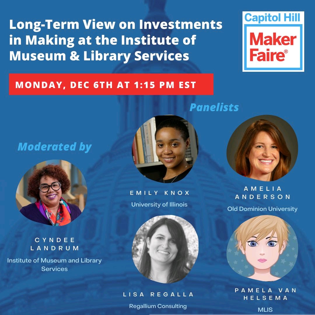 james3neal's tweet photo. Tomorrow: "Long Term View on Investments in Making at the Institute of Museum and Library Services at Capitol Hill Maker Faire 2021" | Panel moderated by @ComposedCitrine ...
https://t.co/ucnlFLeZJL #capmakerfaire @NationOfMakers https://t.co/DyntpW45La