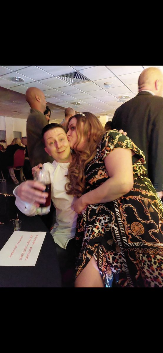 CtrlAltSpeed's tweet photo. While everyone was enjoying #BeanBash I was out on my Christmas works do have to say I can scrub up decent for gamer panda eyes lol @Mediatonic @FallGuysGame #streamers https://t.co/NmmC2drhlT