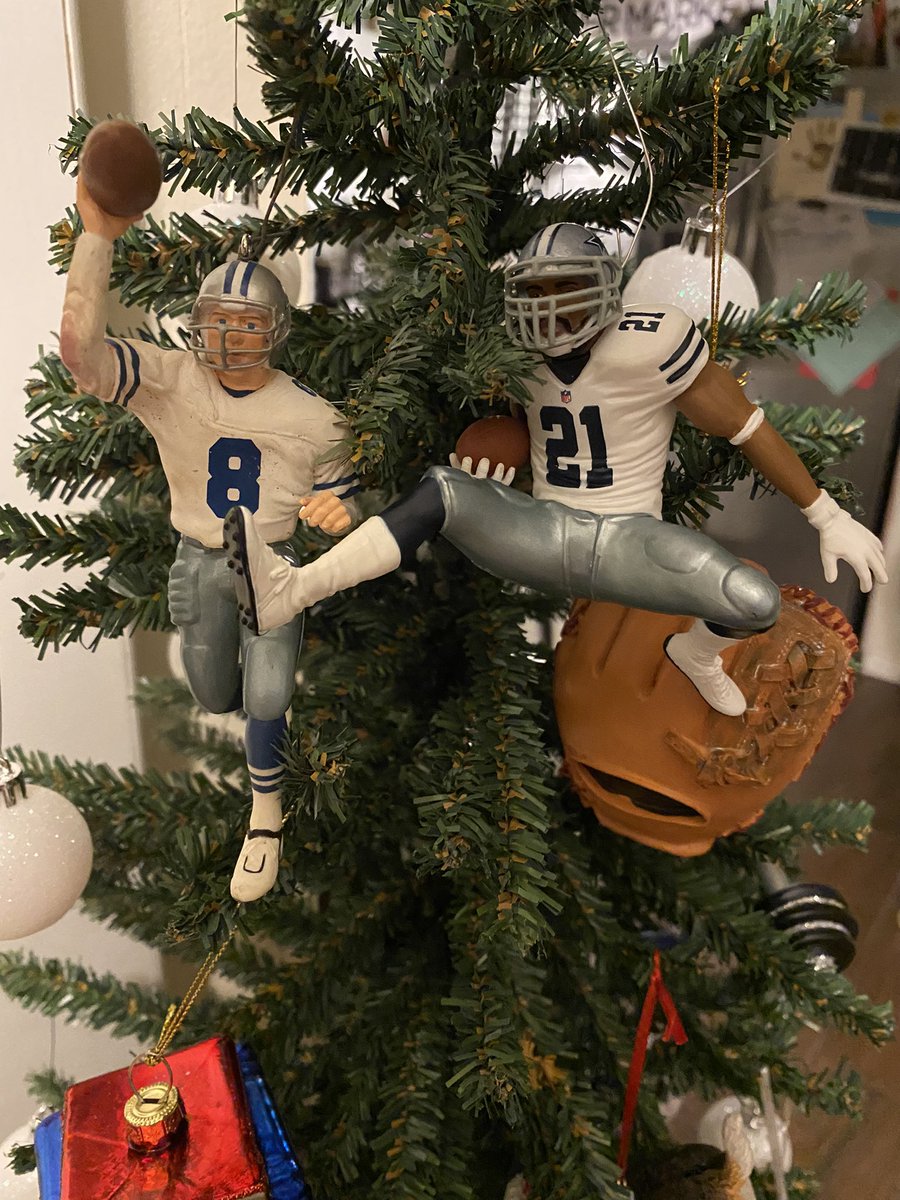 Mrhogan89's tweet photo. Passed my @TroyAikman Christmas ornament down to my son this Christmas. My Dad bought it for me In 1995, I was 6 yrs old. Today we added a @EzekielElliott Christmas ornament to the tree for my 6 yr old son. Full circle, don’t blink. @mrshogan87 #dallascowboys #12DaysofChristmas https://t.co/q44UBhROhP