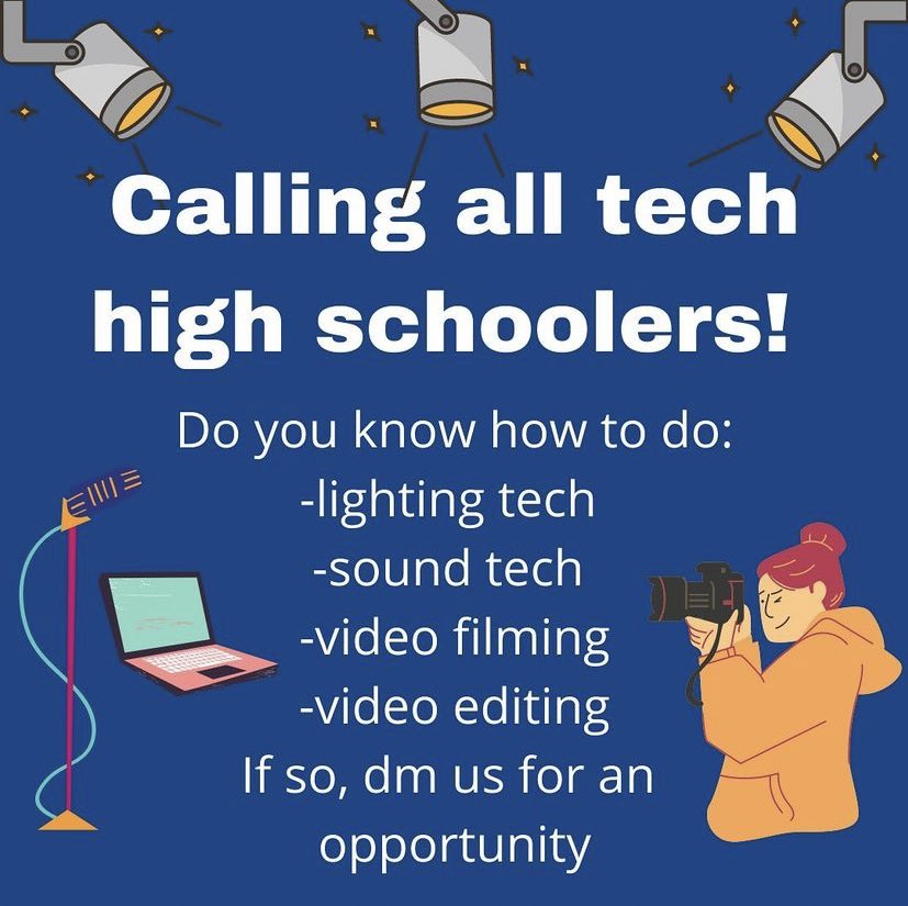 Are you a high schooler who knows how to do lighting tech, sound tech, or filming? If so, we’d love to have you for our upcoming open mic!! Reach out to us through the link below: 
docs.google.com/forms/d/1suKeN…
#seattletheatre #seattleevents #highschooltheatre