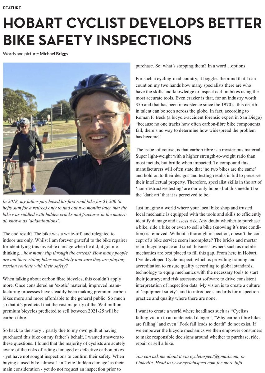 Thanks for the coverage <a href="/thehobartmag/">The Hobart Magazine</a>! #cyclingsafety