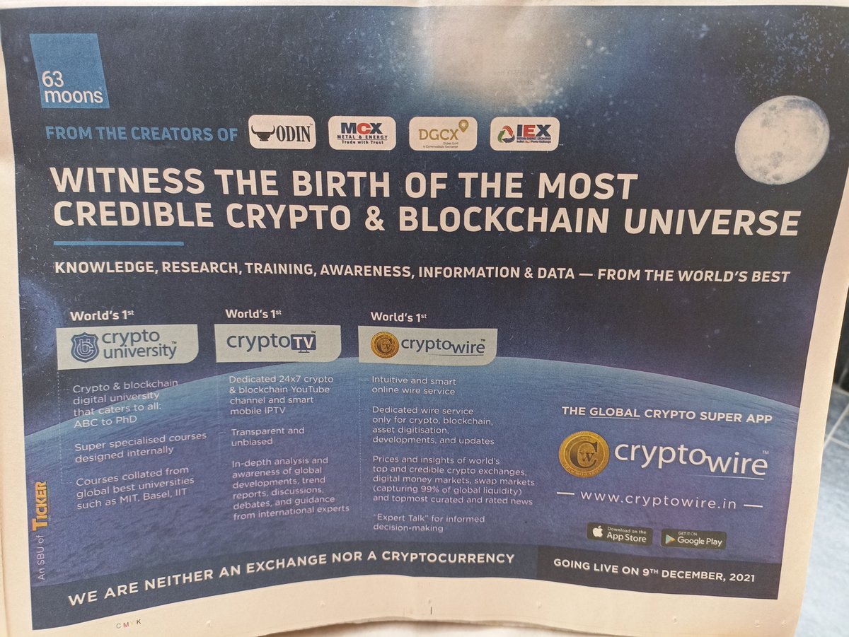 Now a Crypto University, A Crypto TV and a Crypto Wire. All from 63 Moons.