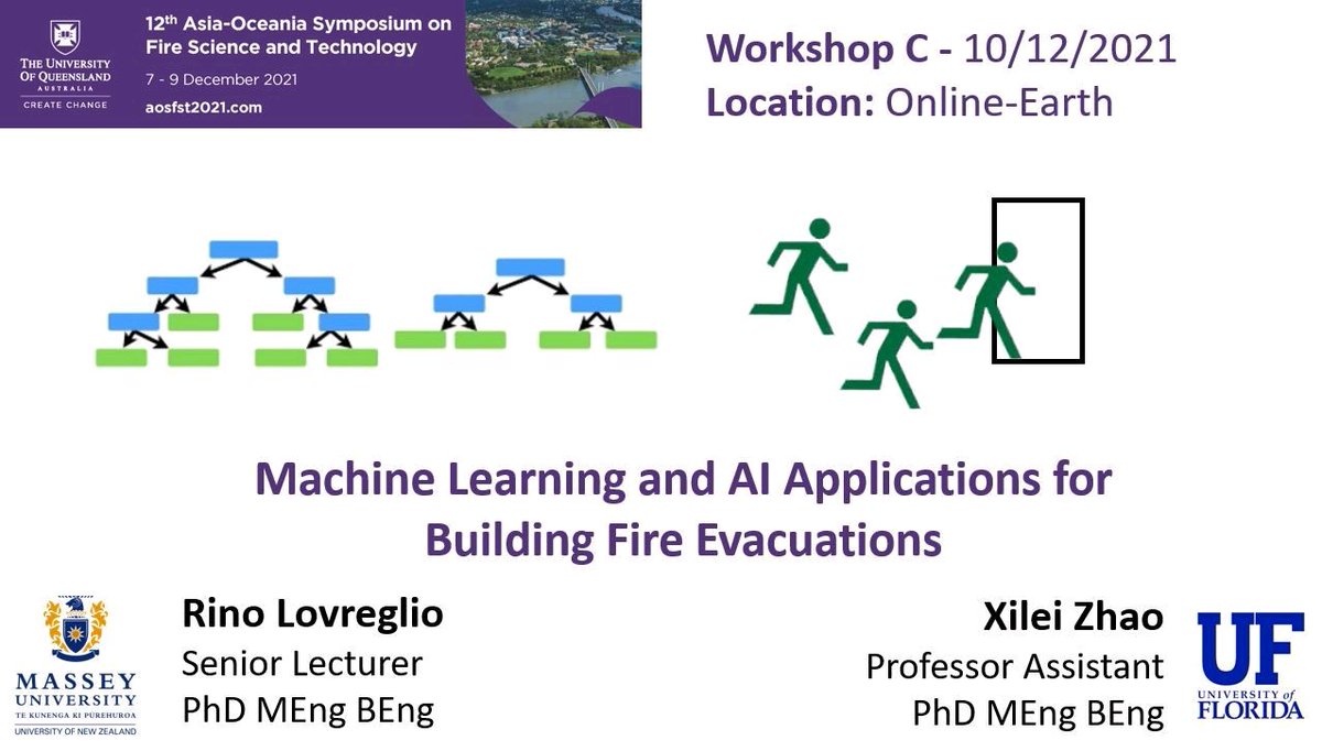 r_lovreglio's tweet photo. Getting ready for my last public presentation of 2021!
Dr Xilei Zhao @xileizhao and I will show #MachineLearning applications for #Building #Evacuation for #AOSFST2021
Do not miss Workshop C on the 10th!
You can still register using this link
https://t.co/yJZp9lSMge
Only 25 AUD https://t.co/pWd6ZMLfiW