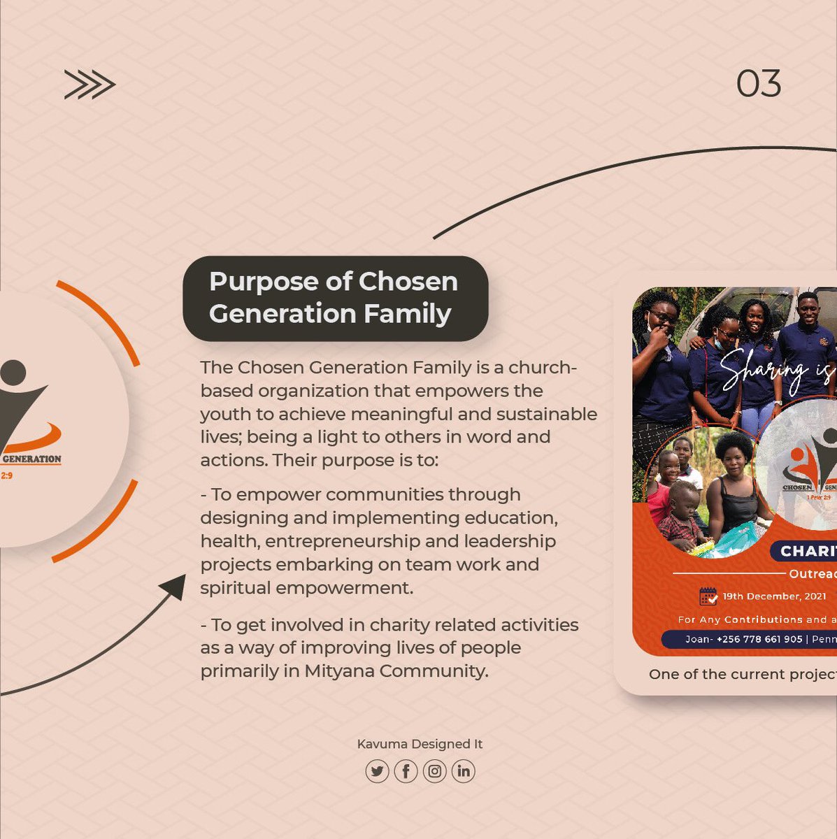 KDIdesignagency's tweet photo. "Kavuma Designed It is quick to deliver and always on point. The services provided are highly appreciated."
~Nalubowa Irene Sandra
Chosen Generation Family
(Chairperson)
Swipe >>>
#ChosenGenerationFamily #appreciation https://t.co/1ihlJej0JH