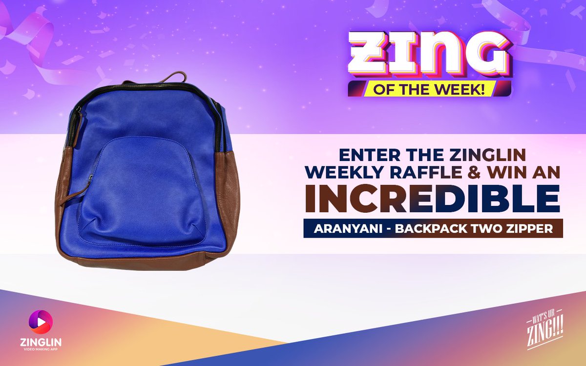 zingshorts's tweet photo. Convenience, comfort and style packed all together in this week’s Zinglin raffle prize of #Aranyani two zipper backpack! Participate and Win!!!
#ParticipateNow #Zinglin #Gifts #WatsUrZing #raffle  #backpack #style #dailybag #bag #travel #prizes #luck #win #PlayAndWin 
#trending https://t.co/RWEwwMrlbc
