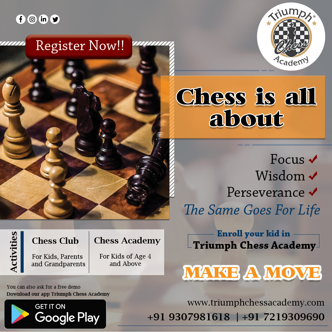 TCAchessmate's tweet photo. Join Triumph Chess Academy!
Make a better version of yourself.
Call: 9307981618/7219309690
Email: triumphchessacademy@gmail.com
Website: https://t.co/nPcGUqJtnF
@TCAchessmate
#triumphchessacademy #chess #chessgame #chessmoves #chesspuzzle #chaessplayer #chesslove #chesslife https://t.co/9VcHbNKpE2