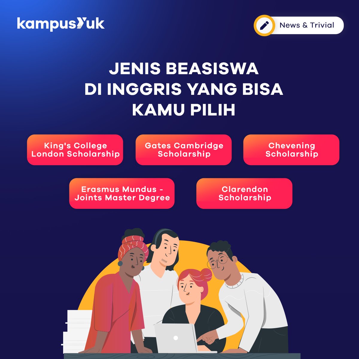 kampus_yuk's tweet photo. Waah banyak banget ya jenisnya, jadi gak ada lagi deh alasan biaya untuk kuliah di Inggris. Yuk wujudkan mimpi mu dengan mendaftar melalui Kampusyuk! Link on bio.
#beasiswa #beasiswainggris #beasiswakuliah #kuliahluarnegeri #beasiswaluarnegeri #daftarkampusyuk https://t.co/cNL0Jhm7f9