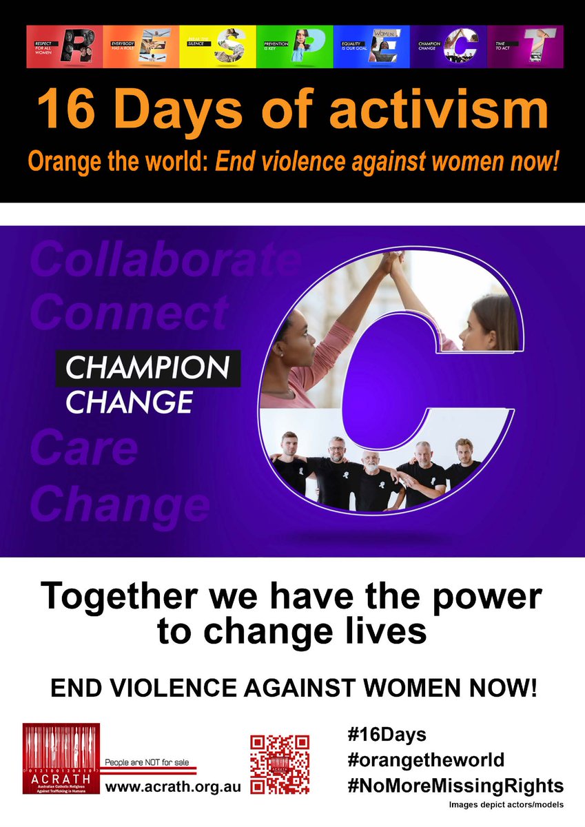 stopslaverysa's tweet photo. RESPECT: we are publishing the @ACRATHumans  tile on the letter C for #ChampionChange

 We are part of the change. We are part of the solution. everyday through our choices and voice. 

#OrangeTheWorld https://t.co/gmk99VeElM
