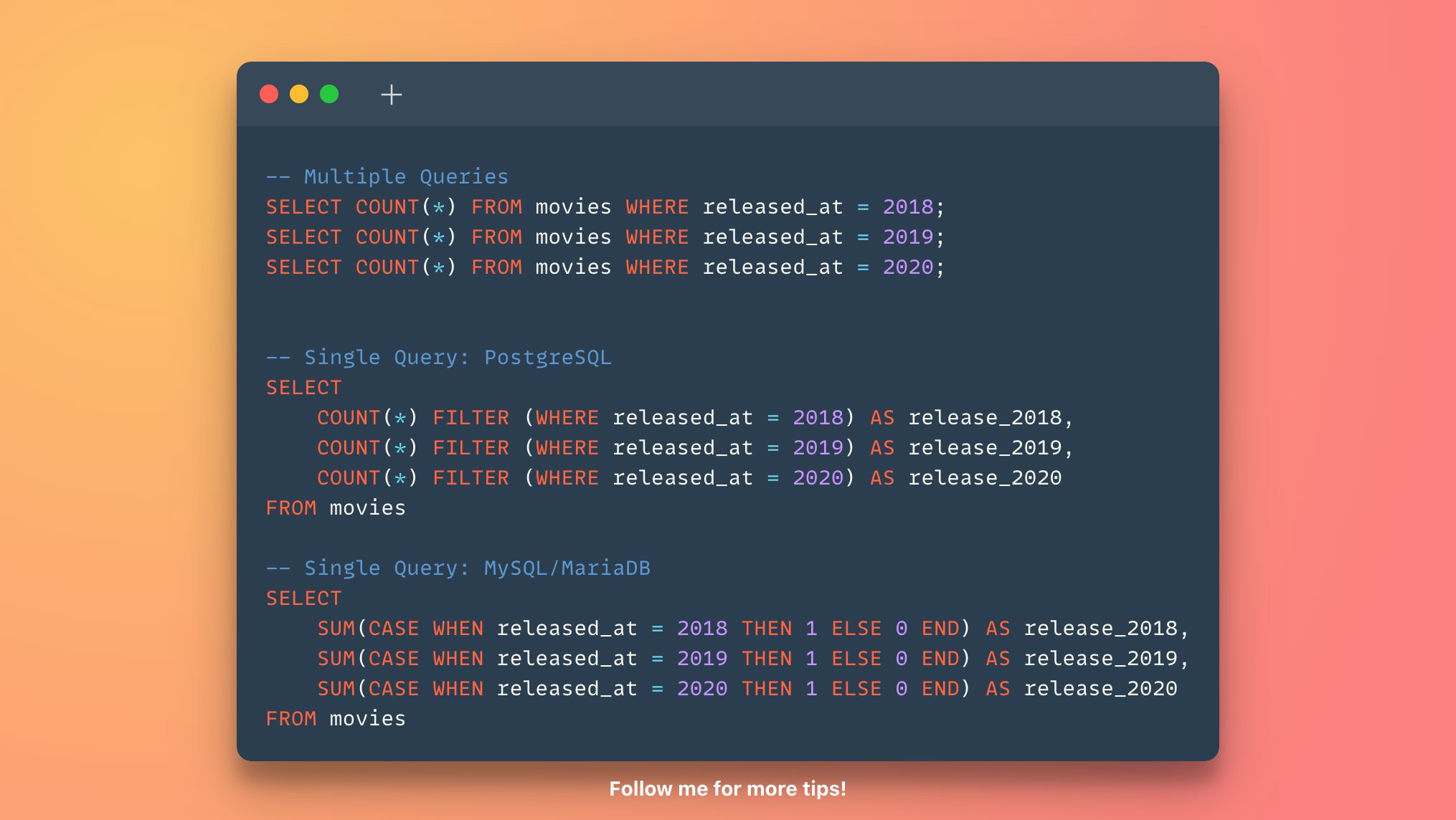 You can calculate multiple aggregates in a single database query