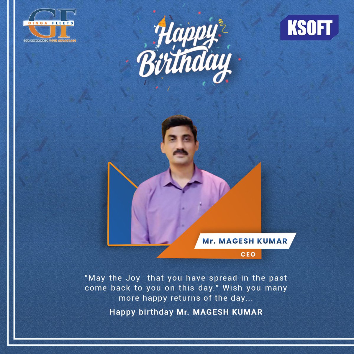 gingafleets's tweet photo. Happy birthday, Magesh Kumar sir. This is a special day for us because it is also special for you. We want you to know that you are a great leader and deserve the best in life. In addition to being a great leader, you are also a great friend. You deserve the best. #happybirthday https://t.co/3pqknrUk4M