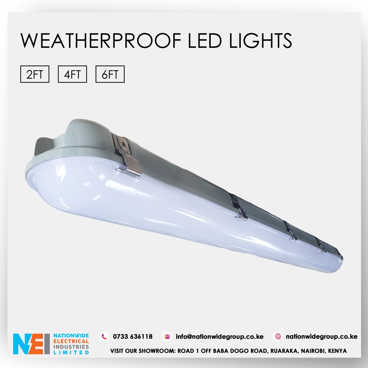 Nationwide_KE's tweet photo. Looking for durable and energy efficient outdoor lighting solutions?

Our NLUX LED Lights have a durable polycarbonate construction with stainless steel rustproof clips, IP65 water &amp; dust resistance, are energy efficient and easy to install.
Available in 2ft, 4ft and 6ft. https://t.co/v1PWvV3JYN