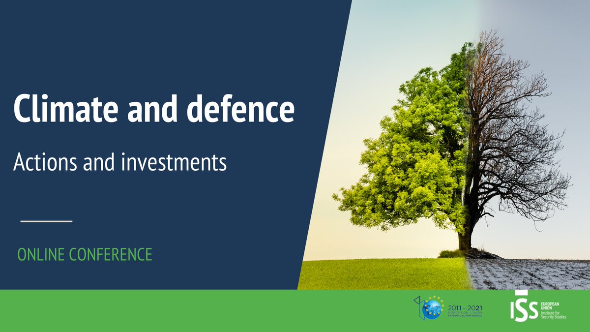 EU_ISS's tweet photo. Welcome to our annual conference on #ClimateChange &amp; #defence! With the @eu_eeas we will look at climate-informed action and investments. Gustav Lindstrom &amp; @joannekeatwork are opening the discussion. https://t.co/fJnBnBEoTk