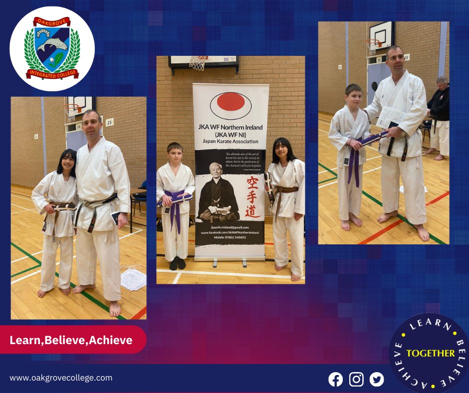 OIC_Sports's tweet photo. Congratulations to Sam Lynch (Yr 8) who achieved his purple with white stripe belt and to Kyle Dunlop (Yr 10) who achieved his brown with white stripe belt at their recent Karate grading @OIntegrated. #mightyoaks #proud #dedication @KatrinaCrilly https://t.co/vf0WjrAmWP