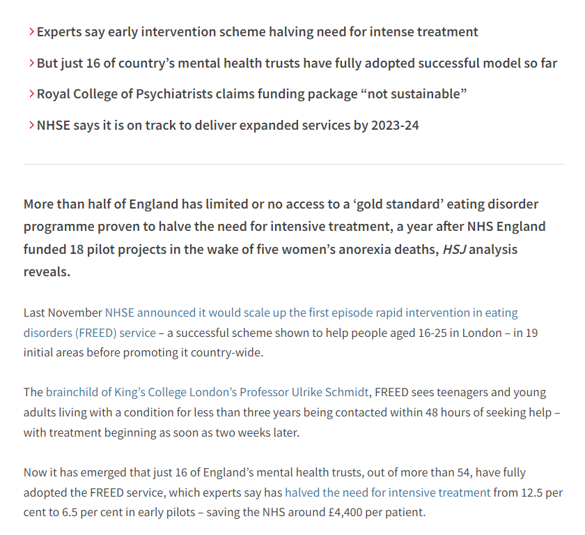 NEW <a href="/HSJnews/">Health Service Journal</a> exclusive from me 👇

Revealed: Widespread gaps in ‘gold-standard’ service a year on from NHSE launch (£) hsj.co.uk/mental-health/…