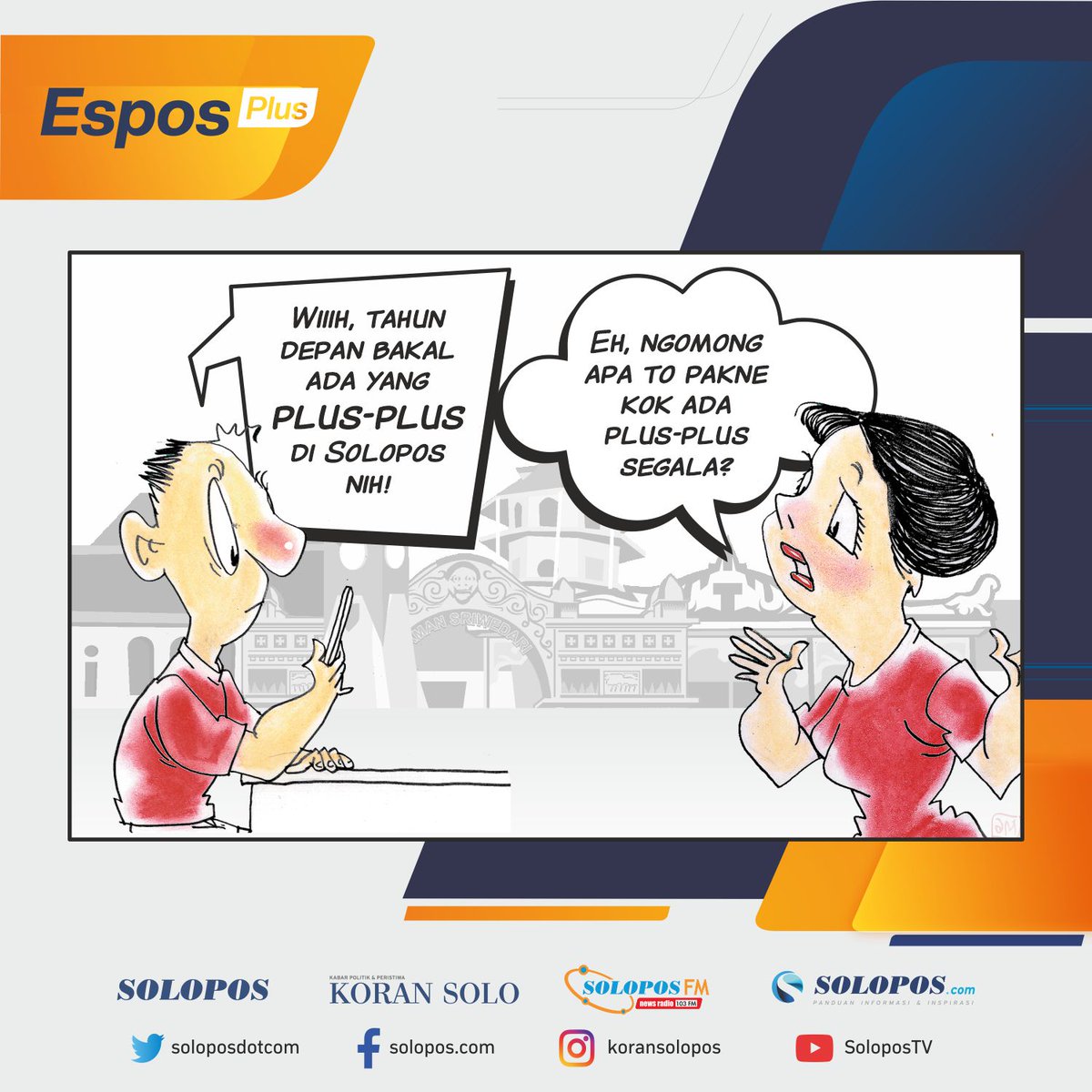 soloposdotcom's tweet photo. Bakal ada yang plus-plus di Solopos.
.
Kalian bisa tebak aba yang plus-plus di Solopos?
.
#solopos #jonkoplo #komik #plusplus https://t.co/yrE8FoRj8v