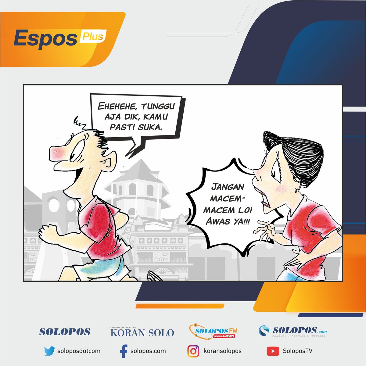 soloposdotcom's tweet photo. Bakal ada yang plus-plus di Solopos.
.
Kalian bisa tebak aba yang plus-plus di Solopos?
.
#solopos #jonkoplo #komik #plusplus https://t.co/yrE8FoRj8v
