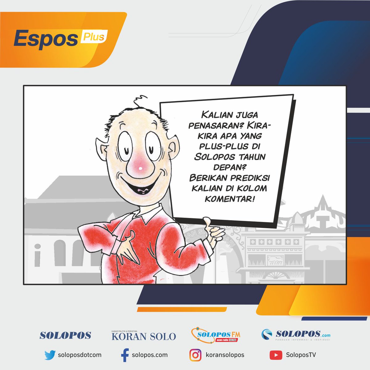 soloposdotcom's tweet photo. Bakal ada yang plus-plus di Solopos.
.
Kalian bisa tebak aba yang plus-plus di Solopos?
.
#solopos #jonkoplo #komik #plusplus https://t.co/yrE8FoRj8v