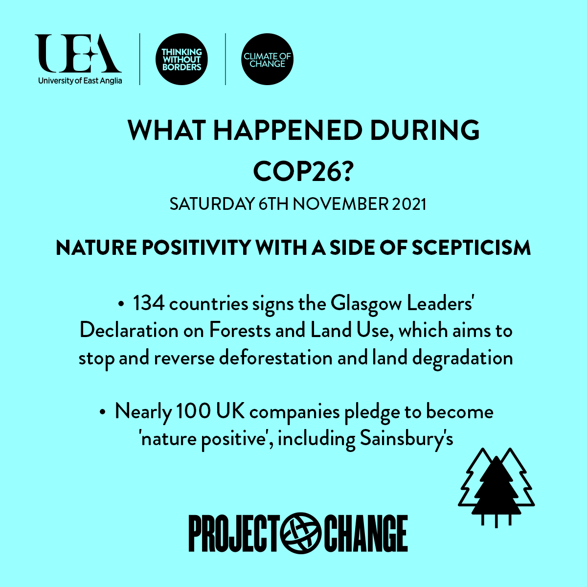 uniofeastanglia's tweet photo. 🌎What happened during #COP26? 6th November: Nature positivity with a side of scepticism
Abby Eastwick, student at Jane Austen College reports.
Read the full report➡️ https://t.co/yel93TruOK
#ClimateofChange #ProjectChange #Youth4Climate #ClimateAction https://t.co/zJjIxJfPEb