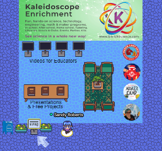 KaleidoscopeSci's tweet photo. I made my first private space in @gather_town for today's Capitol Hill Maker Faire with @NationOfMakers and I am probably too excited about it. LOL. But it's so much fun adding interactive elements! #capmakerfaire #makerfaire
https://t.co/7WSeReRXxg https://t.co/37XWtI2bmP