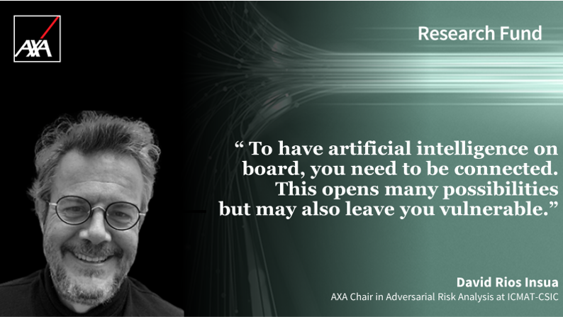 AXAResearchFund's tweet photo. #AI is not immune to #cyberattacks itself. How can we defend our machine learning algorithms? 
👉 @davidrinsua , @AXA  chair @_ICMAT  discusses the issue in our latest publication: #BuildingCyberResilience.
Read more: https://t.co/uUs2fLsIdh https://t.co/bxOQZSANfJ