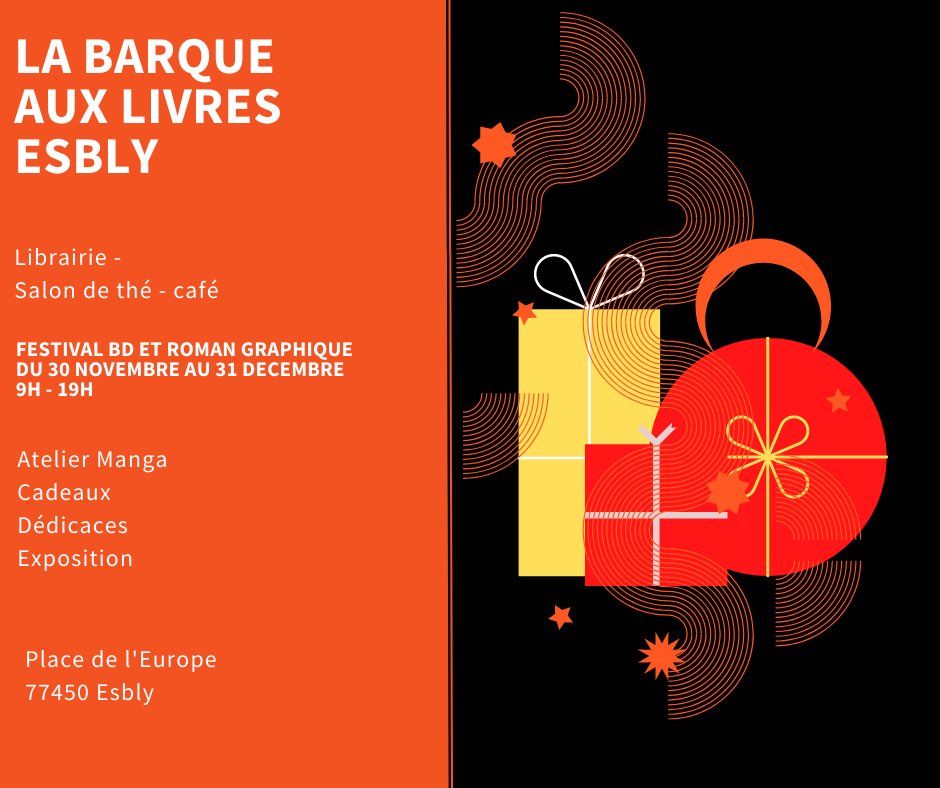 AuxBarque's tweet photo. LIBRAIRIE 
LA BARQUE AUX LIVRES 
PLACE DE L’EUROPE 

Festival BD et Roman graphique 
30 novembre au 31 décembre https://t.co/KTUNe2aZij