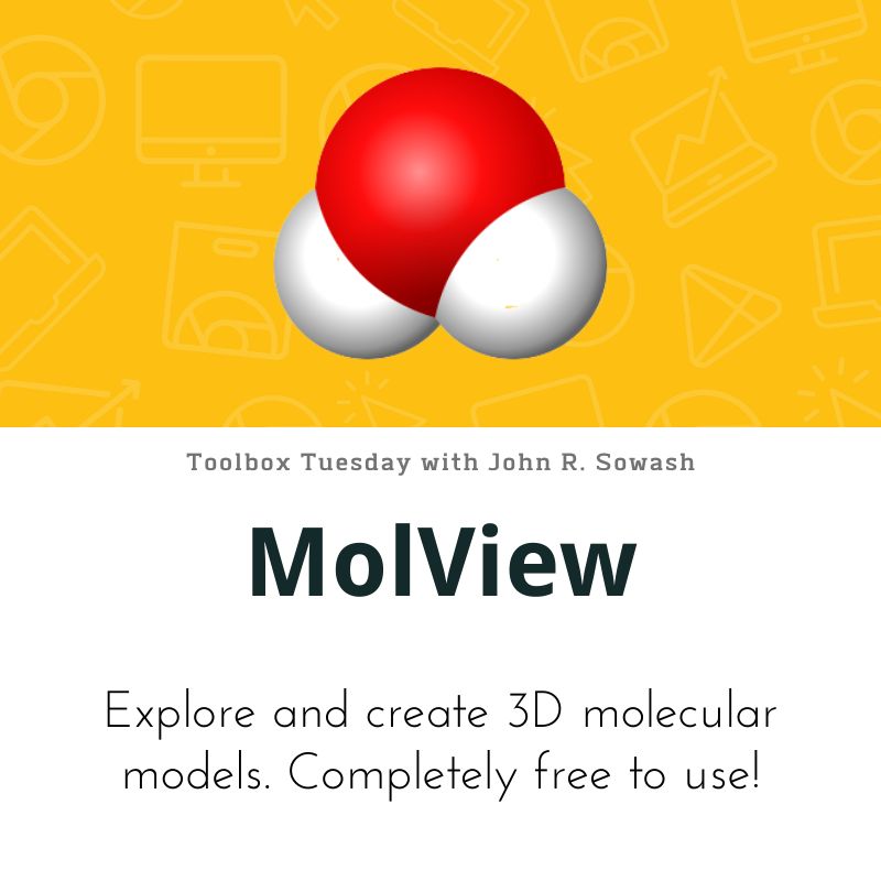 jrsowash's tweet photo. ๐งฐ Let's take a peek into my #edTech toolbox!
You might remember building molecular models in #Chemistry class...that's what you can do with MolView.
Check it out: https://t.co/XNUaiwg1ty
#chemchat #scichat #edTechtoolbox https://t.co/gWdDvDAtxX