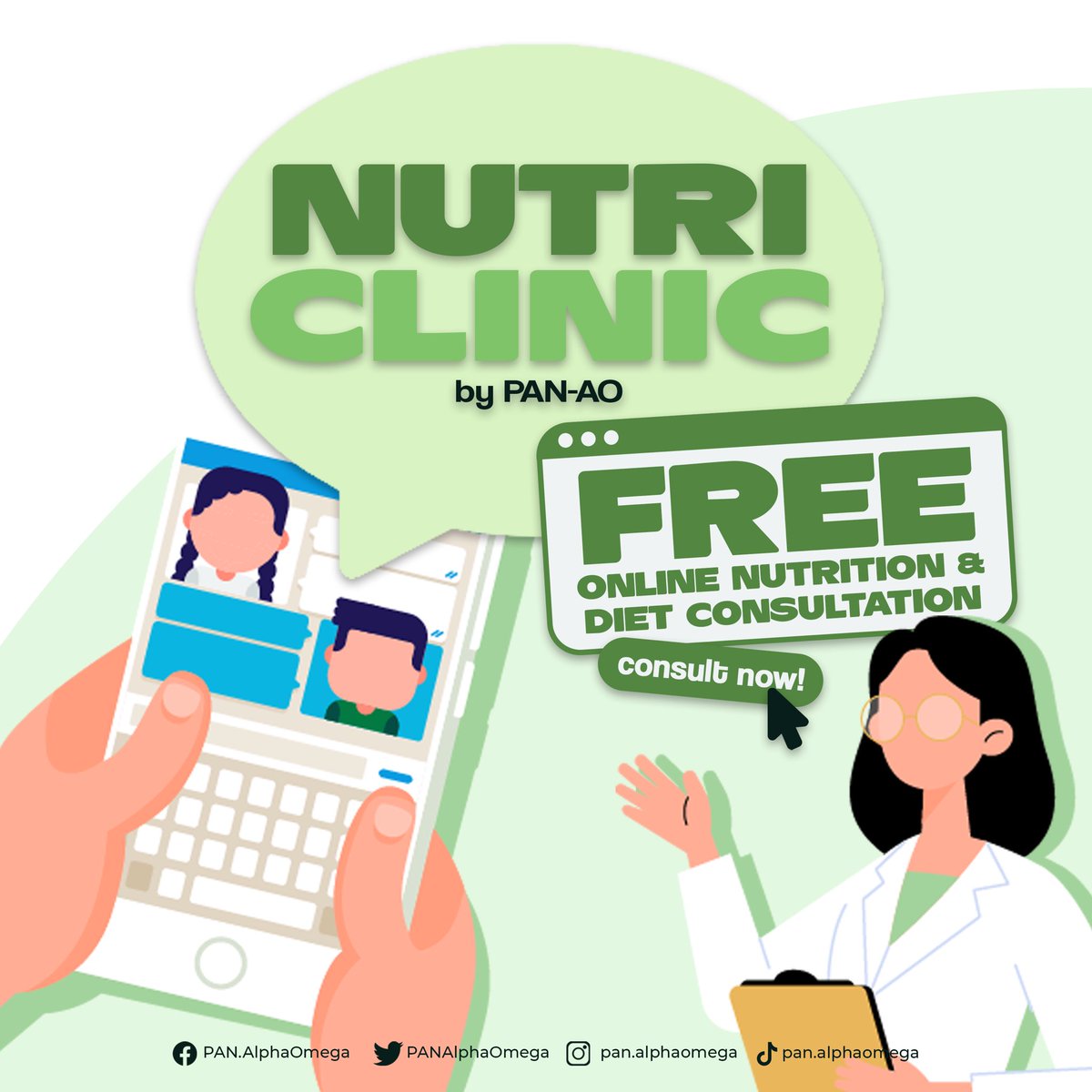 PANAlphaOmega's tweet photo. NutriClinic by PAN-AO, consult now to go, grow, and glow ✨

PAN-AO presents “NutriClinic by PAN-AO: An Online Nutrition &amp; Diet Consultation," an interactive online consultation aiming to battle nutrition misconceptions, misinformation, malnutrition, and provide proper nutrition. https://t.co/UAOuZxfpZ8