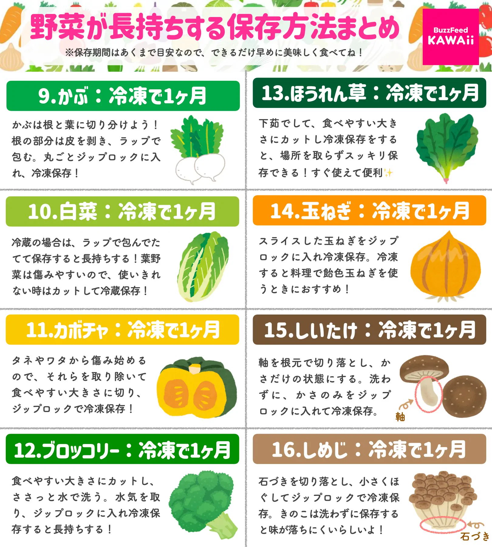 少しでも長く美味しく食べられるように覚えておきたい！いろいろな野菜の保存方法！