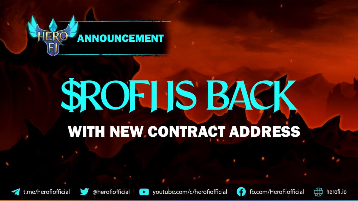 BIG ANNOUNCEMENT FROM HEROFI TEAM - $ROFI IS BACK ‼️

Let's make $ROFI great again🤩 We've comeback stronger than ever with the new Contract Address, which will be pinned on all of HeroFi's platforms. 

More details 👉 herofiofficial.medium.com/herofi-announc…