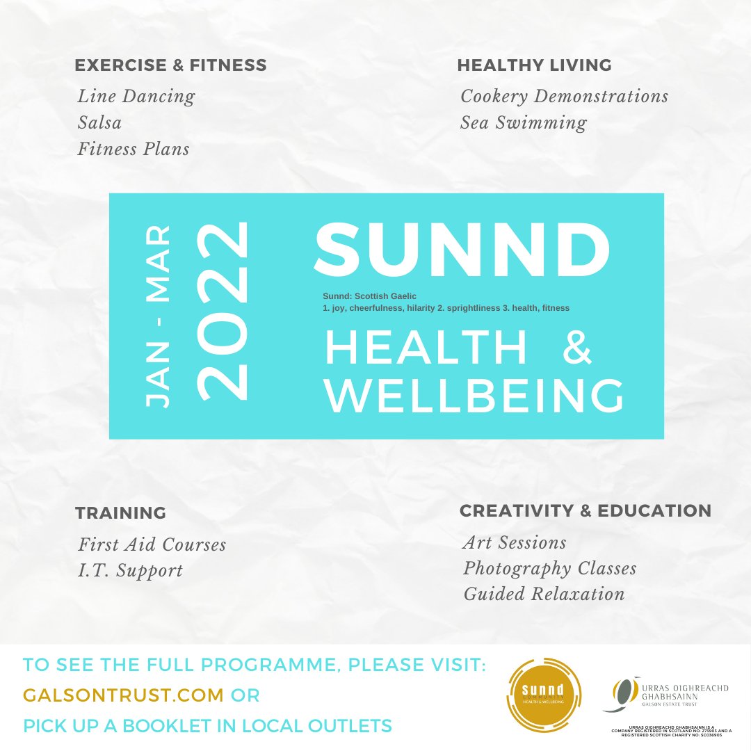 UrrasOG's tweet photo. 🤸♀️Tha #Sunnd beò! 'Sunnd' is live!🤸♀️
Thoiribh sùil air am postair seo - #tachartasan sunnd is #slàinte thar miosan na gèamhraidh.
The programme for #Sunnd2022, our #healthandwellbeing initiative over winter, is now live!
More info: https://t.co/mE6aCBWyaH or call 01851 850 393 https://t.co/U2mp9c8Fgj