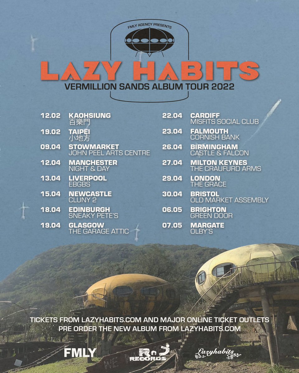 Vermillion Sands album tour 2022.  
lazyhabits.com for tickets and info.

New music coming next Monday.