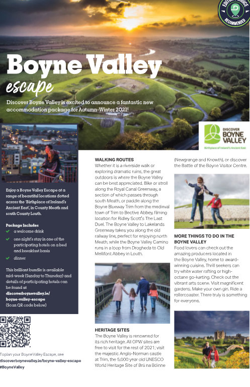 Enjoy a Boyne Valley Escape at a range of beautiful locations dotted across the 'Birthplace of Ireland's Ancient East' in Co Meath and South County Louth.

See more on #BoyneValley in the latest issue of 
'DESTINATION IRELAND' GUIDE;
➡️joom.ag/LMmI/p6

<a href="/DiscoverBoyneV/">Discover BoyneValley</a>