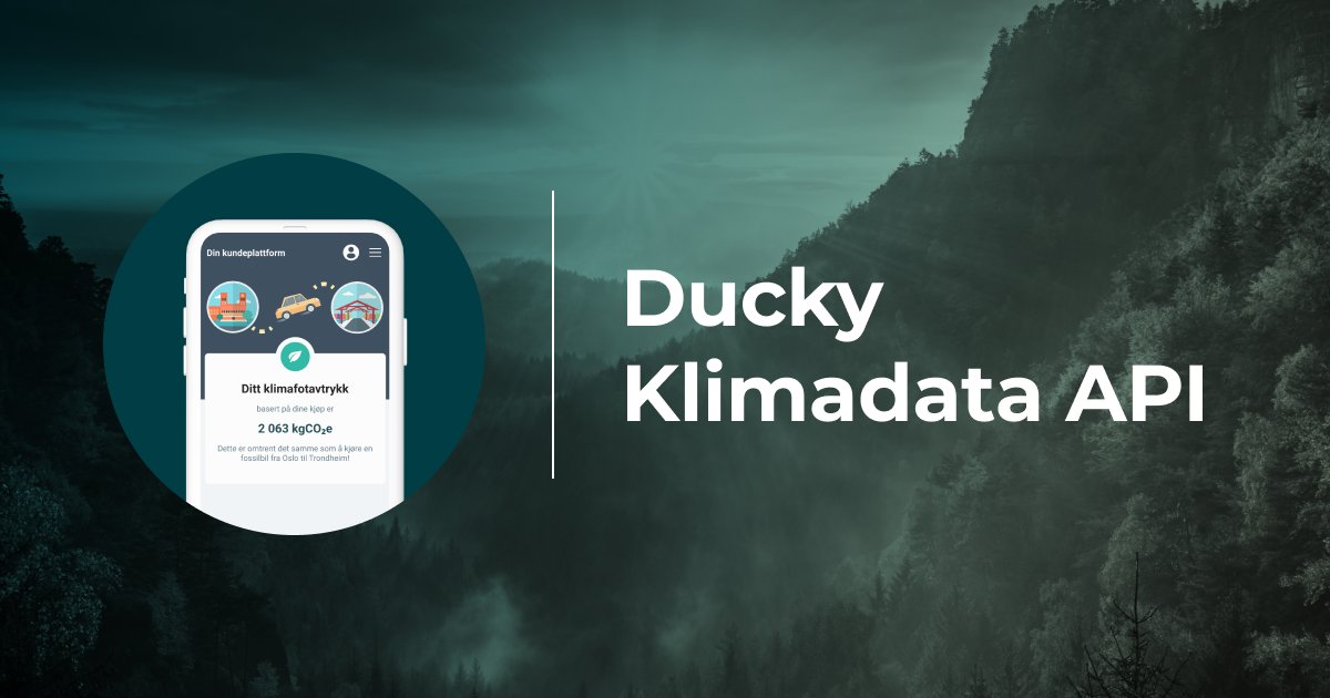 ducky_eco's tweet image. Vårt felles #fotavtrykk må reduseres. Enkeltpersoner ønsker å bidra, men vet ikke hvordan. Som bank, energiselskap, eller annen næringslivsaktør, har du muligheten til å være med å vise veien i det grønne skiftet 🗺 

Møt vårt #klimadata API 👉 data.ducky.eco