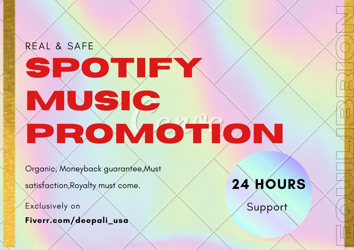 Deepali Sarker (@deepalisarker) on Twitter photo Spotify promotion streams with monthly listeners needed??
Hire me!!
My service link : fiverr.com/share/Adr0BP
Email : deepalisarker@gmail.com
#spotifypromotion #spotifymusic #spotifyplaylist #spotifypremium #spotifypodcast #spotifyartist #spotifyuk #spotifycanada #spotifyartist Spotify promotion streams with monthly listeners needed??
Hire me!!
My service link : fiverr.com/share/Adr0BP
Email : deepalisarker@gmail.com
#spotifypromotion #spotifymusic #spotifyplaylist #spotifypremium #spotifypodcast #spotifyartist #spotifyuk #spotifycanada #spotifyartist