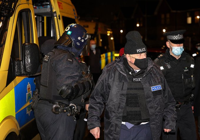 PM Boris Johnson attending drugs raid in Merseyside