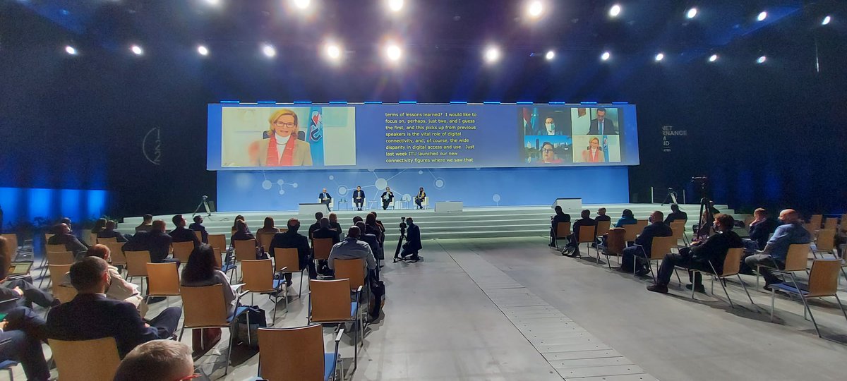 ITUBDTDirector's tweet photo. Thrilled to kick-off the #IGF2021 week with an engaging discussion at the High Level Exchange Panel on Global economic recovery on the role of #DigitalEconomy as an enabler of human &amp; economic development &amp; the urgency to harness the power of #ICTs for #DigitalTransformation. https://t.co/v84sXRRIKO