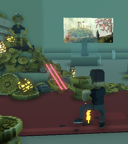 Offical_Mask_X's tweet photo. @TheSandboxGame Went to do the Sandbox Day 3 and I was just normally trying to look for this monkey. When all of a sudden A laser beam came out of nowhere and almost struck me. #SandboxAlphaContest https://t.co/WJB4BVOLDR